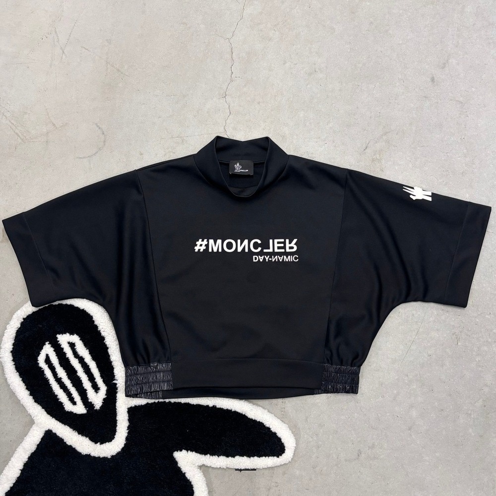 Moncler Grenoble Day-Namic Cropped T-Shirt Black Mock Neck Logo L